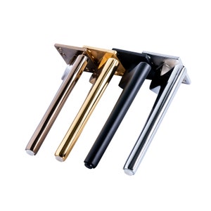 Juego de 4 patas de metal cromado plateado para muebles, patas doradas para sofá, patas de metal para otomana, color negro, dorado y cromado.