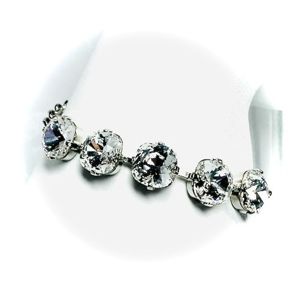 Beautiful Crystal Bracelet with Five Cushion Shaped Crystals!  Swarovski Crystals!