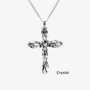 Navette Crystal Cross Pendant Necklace Featuring Swarovski Crystals on a  Long Silver Chain, So Trendy!  Great Look!