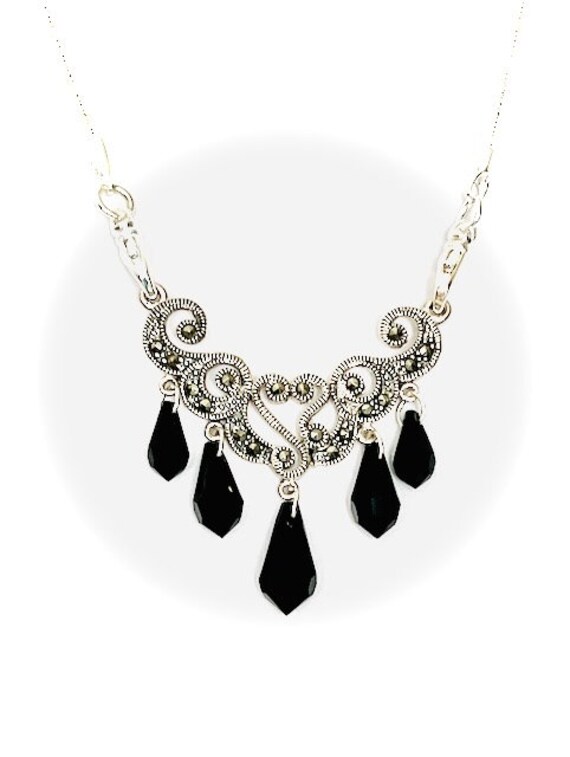 Gorgeous! Unique! Marcasite Focal Piece W/ Swarovski Briolette