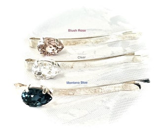Swarovski Hair Clip, Pear Cut Crystals, White, Rhodium  display picture 2