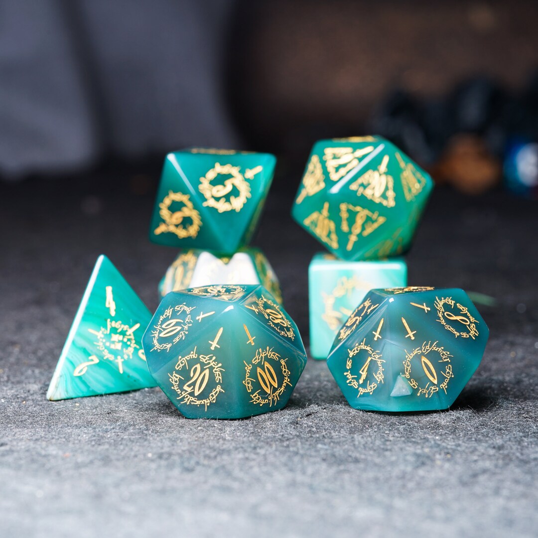 Gemstone Dice Set, Natural Opal DND Dice Set With Sharp Edge for