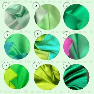 Green SATIN  MULBERRY SILK fabric by the yard - Natural silk - Handmade in VietNam
