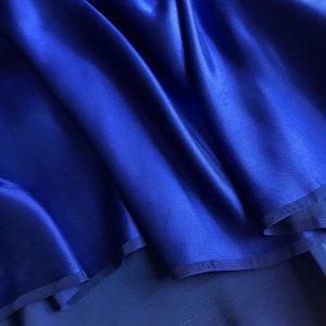 PURE MULBERRY SILK fabric by the yard - Natural silk - Handmade in VietNam- Royal blue silk satin