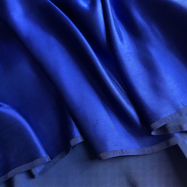 PURE MULBERRY SILK fabric by the yard - Natural silk - Handmade in VietNam- Royal blue silk satin
