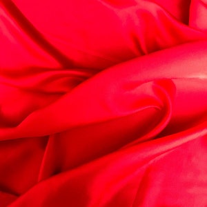 PURE MULBERRY SILK fabric by the yard - Red Silk - Luxury Silk Satin-  Natural silk - Handmade in VietNam