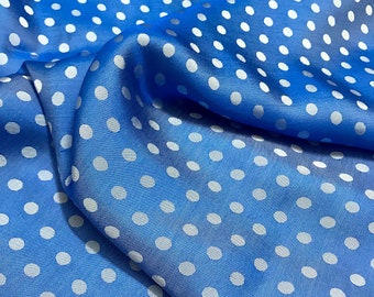 Tejido PURE MULBERRY SILK cortado a medida - Blue Dot Silk - Seda natural - Hecho a mano en VietNam