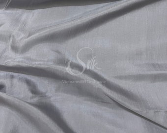 100% MULBERRY SILK fabric by the yard - Bright Grey Silk -  Habutai silk -  Natural silk - Hand-dyed Silk - Organic Silk - Handmade Silk