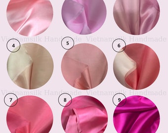 Pink SATIN  MULBERRY SILK fabric by the yard - Natural silk - Handmade in VietNam