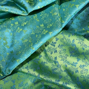 PURE MULBERRY SILK Fabric by the Yard Natural Silk Handmade in Vietnam  Green Floral Silk 