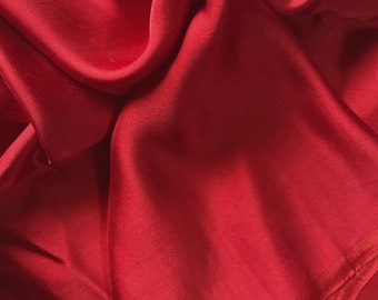 PURE MULBERRY SILK fabric by the yard - Dark Red Silk - Luxury Silk Satin-  Natural silk - Handmade in VietNam