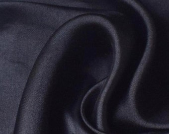 PURE MULBERRY SILK fabric by the yard - Luxury Silk - Black Silk - Natural silk - Handmade in VietNam - Black satin silk