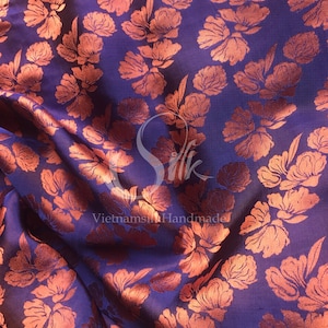 PURE MULBERRY SILK fabric by the yard - Floral Silk - Natural silk - Handmade in VietNam