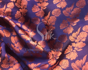 PURE MULBERRY SILK fabric by the yard - Floral Silk - Natural silk - Handmade in VietNam