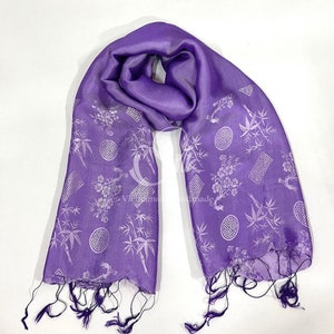 SILK SCARF| Natural Mulberry silk | Hand Dyed Scarf | Violet Purple Silk Scarf | Whole Sale Silk Scarves | Gift for her | Made in Vietnam