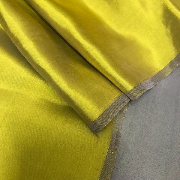 PURE MULBERRY SILK fabric by the yard - Golden Grey Silk - Natural silk - Doubled-sided Silk - Handmade in VietNam