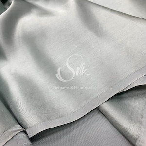PURE MULBERRY SILK fabric by the yard - Gray silk fabric - Luxury silk -  Natural silk - Handmade in VietNam