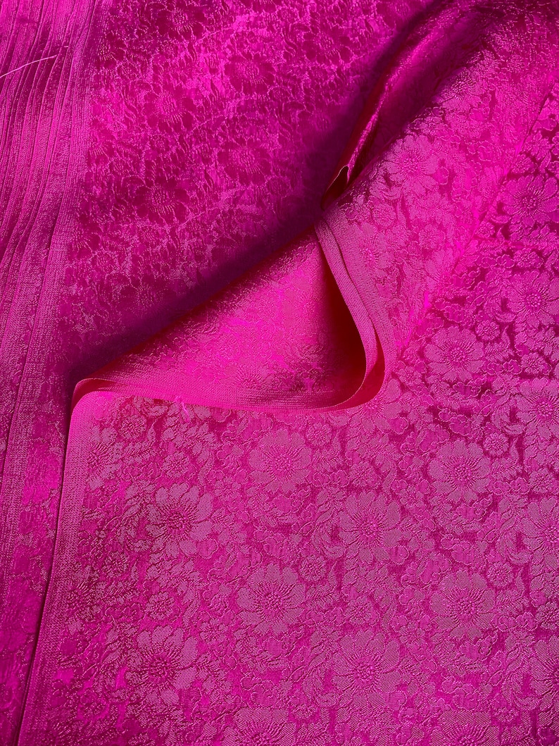 PURE MULBERRY SILK Fabric by the Yard Floral Hot Pink Silk Etsy