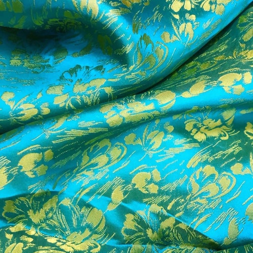 PURE MULBERRY SILK Fabric by the Yard Green Silk With Orange - Etsy