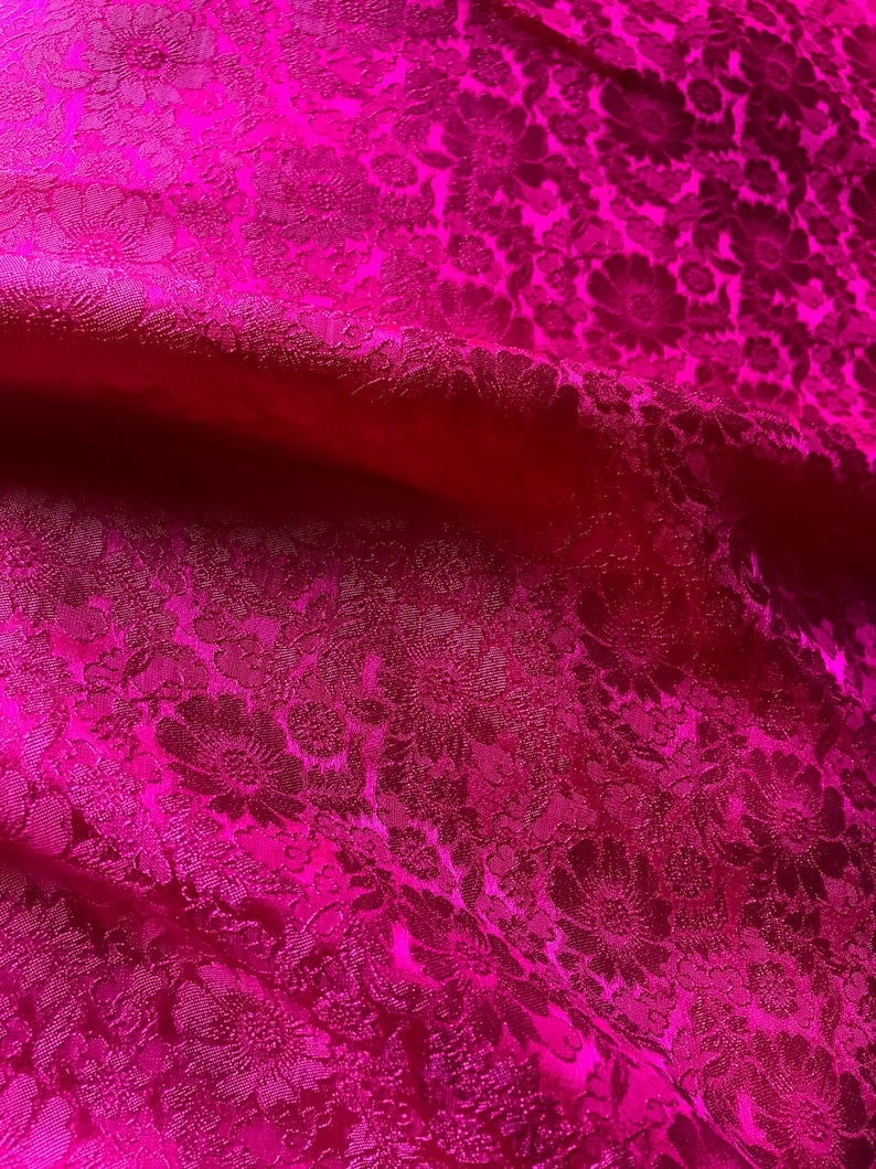 PURE MULBERRY SILK Fabric by the Yard Floral Hot Pink Silk Etsy