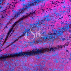 PURE MULBERRY SILK fabric by the yard - Floral Silk - Silk with daisy -  Natural silk - Handmade in VietNam