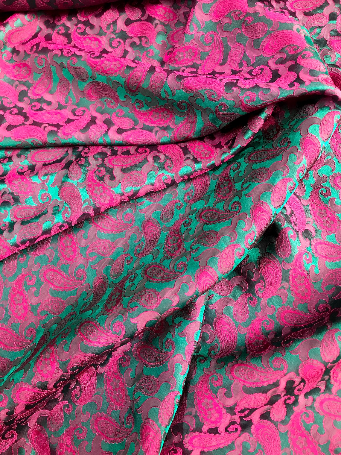 PURE MULBERRY SILK Fabric by the Yard Paisley Pattern Etsy
