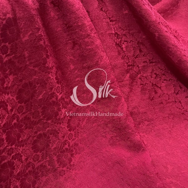 HIGH-GRADE - 100% Mulberry Silk fabric by the yard - Red Silk - Luxury silk -  Natural silk - Organic Silk - Handmade Silk