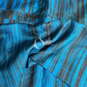 100% MULBERRY SILK fabric by the yard - Luxury silk -  Natural silk - Hand-dyed Silk - Black mixed Blue - Handmade in VietNam
