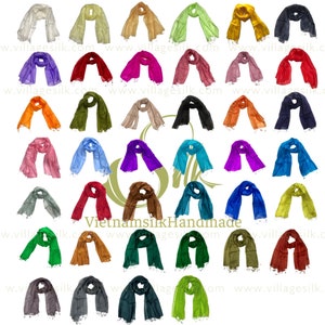 Whole Sale 100 pcs SILK SCARF| 100% Natural Mulberry silk | Hand Dyed Scarf |Thin Scarf Solid Color | Made in Vietnam|