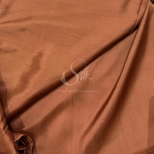 100% MULBERRY SILK fabric by the yard - Brown Silk - Luxury silk -  Natural silk - Hand-dyed Silk - Organic Silk - Handmade in VietNam