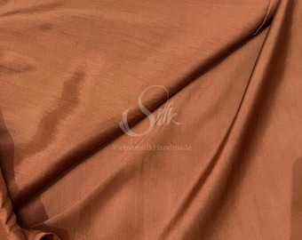 100% MULBERRY SILK fabric by the yard - Brown Silk - Luxury silk -  Natural silk - Hand-dyed Silk - Organic Silk - Handmade in VietNam