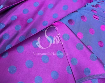 PURE MULBERRY SILK Stoff Bulk Stock - Lila Dot Seide - Big Dot Seide - Naturseide - Handgemacht in VietNam - Polka Dot Seide