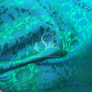PURE MULBERRY SILK fabric by the yard - Paisley pattern - Natural silk - Handmade in VietNam