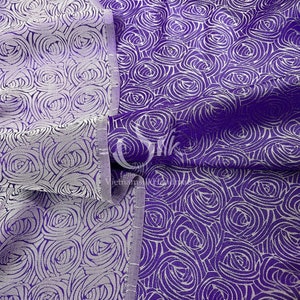 PURE MULBERRY SILK fabric by the yard - Natural silk - Handmade in VietNam - Purple silk with Cabbage flowers