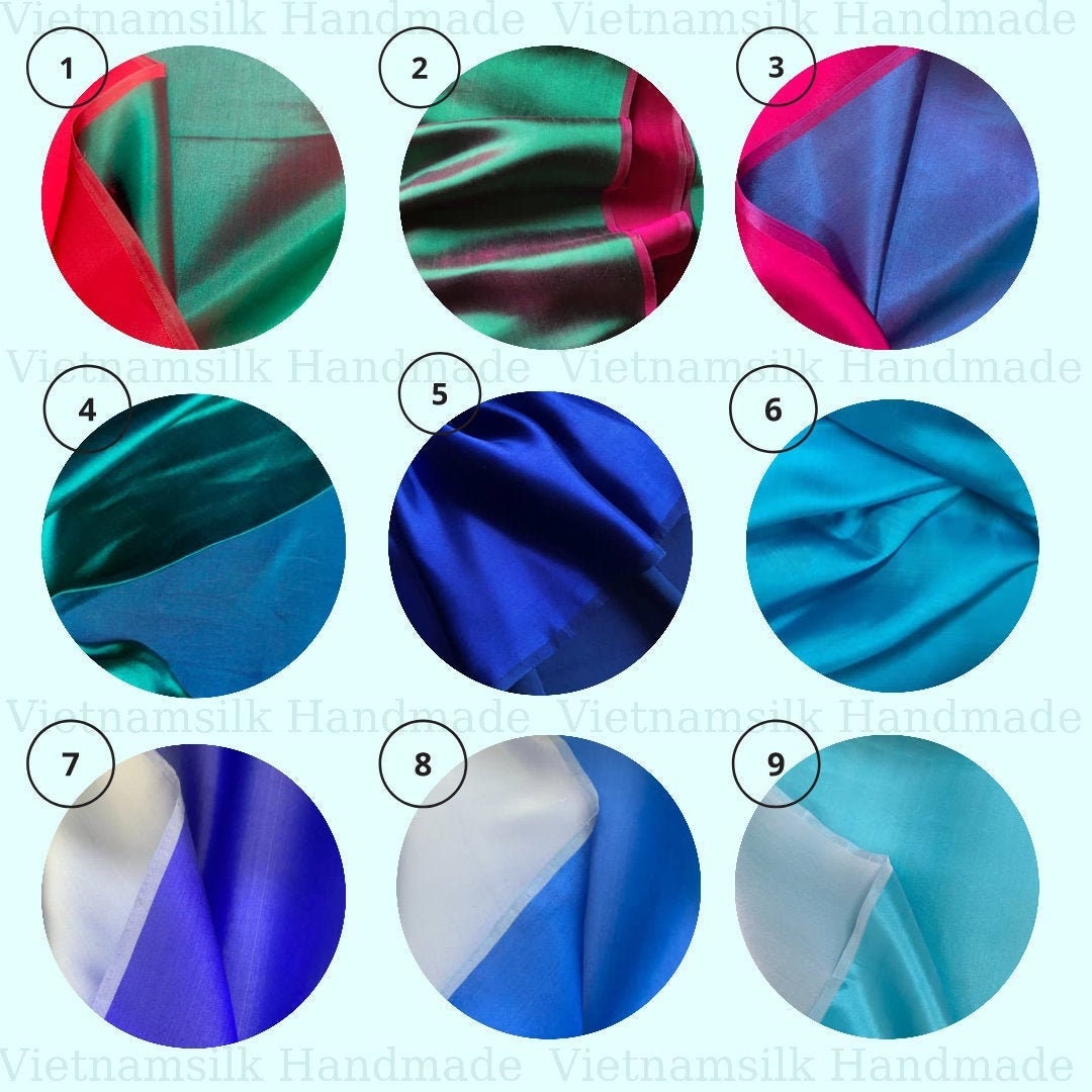 Blue SATIN MULBERRY SILK Fabric by the Yard Two Sides Silk Fabric Solid Silk Natural Silk Pure