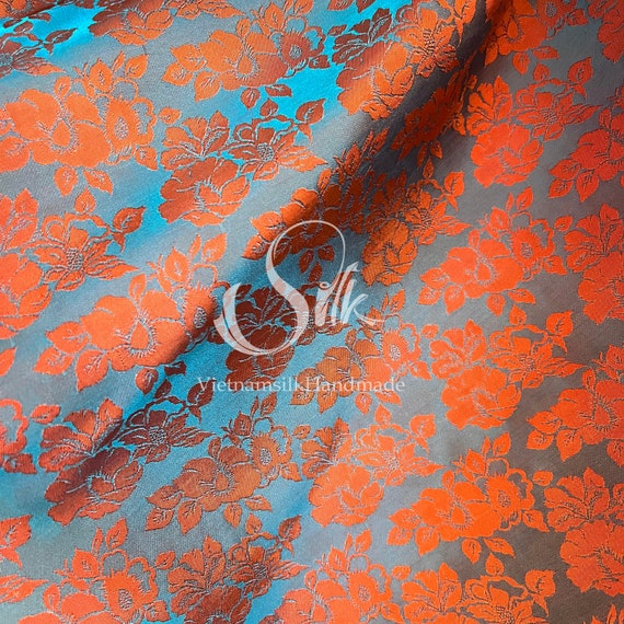 PURE MULBERRY SILK Fabric by the Yard Natural Silk Handmade in Vietnam  Green Floral Silk -  Canada