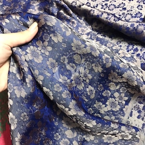 PURE MULBERRY SILK fabric by the yard - Floral Silk - Natural silk - Handmade in VietNam