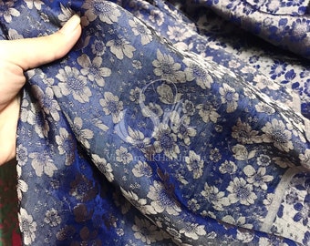 PURE MULBERRY SILK fabric by the yard - Floral Silk - Natural silk - Handmade in VietNam