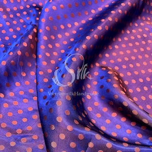 PURE MULBERRY SILK fabric by the yard - Natural silk - Handmade in VietNam - Polka dot silk - Bronze dot pattern