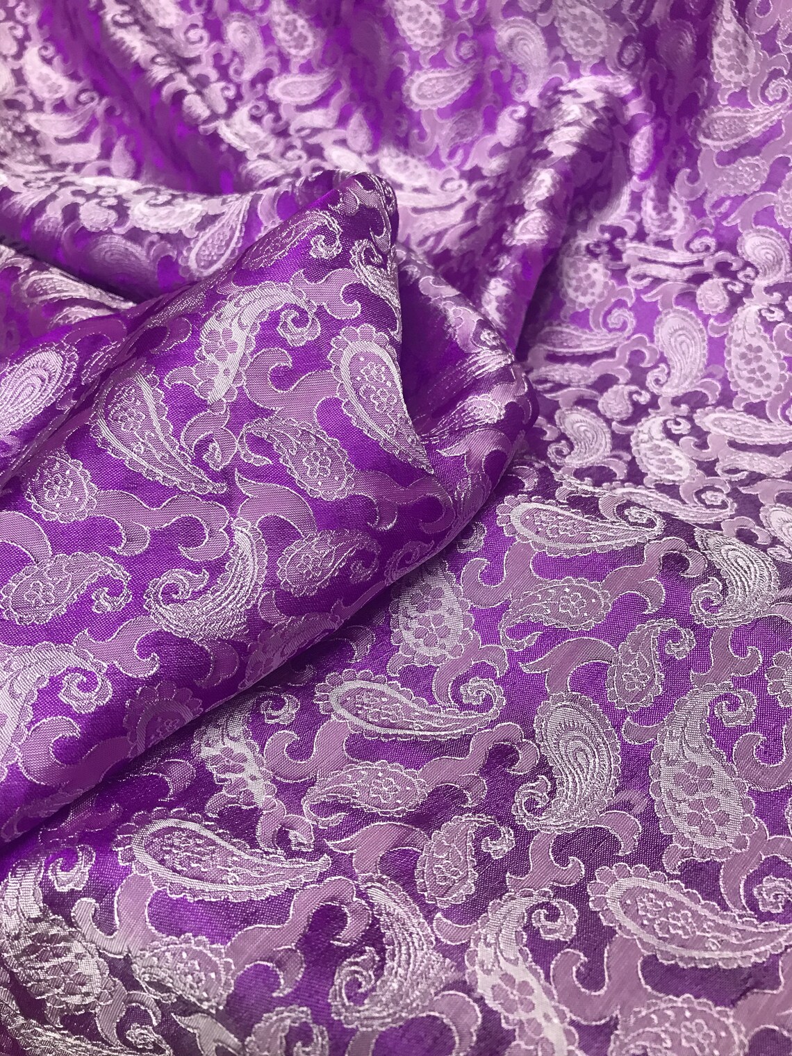 PURE MULBERRY SILK fabric by the yard Purple Paisley Etsy