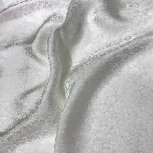 PURE MULBERRY SILK fabric by the yard - Floral Silk - White silk - Natural silk - Handmade in VietNam