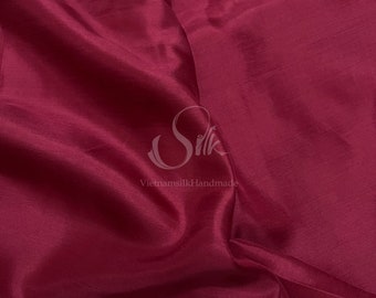 100% MULBERRY SILK fabric by the yard - Red Silk - Color 12 -  Habutai silk -  Natural silk - Hand-dyed Silk - Organic Silk - Handmade Silk