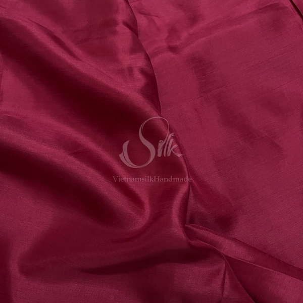 100% MULBERRY SILK fabric by the yard - Red Silk - Color 12 -  Habutai silk -  Natural silk - Hand-dyed Silk - Organic Silk - Handmade Silk