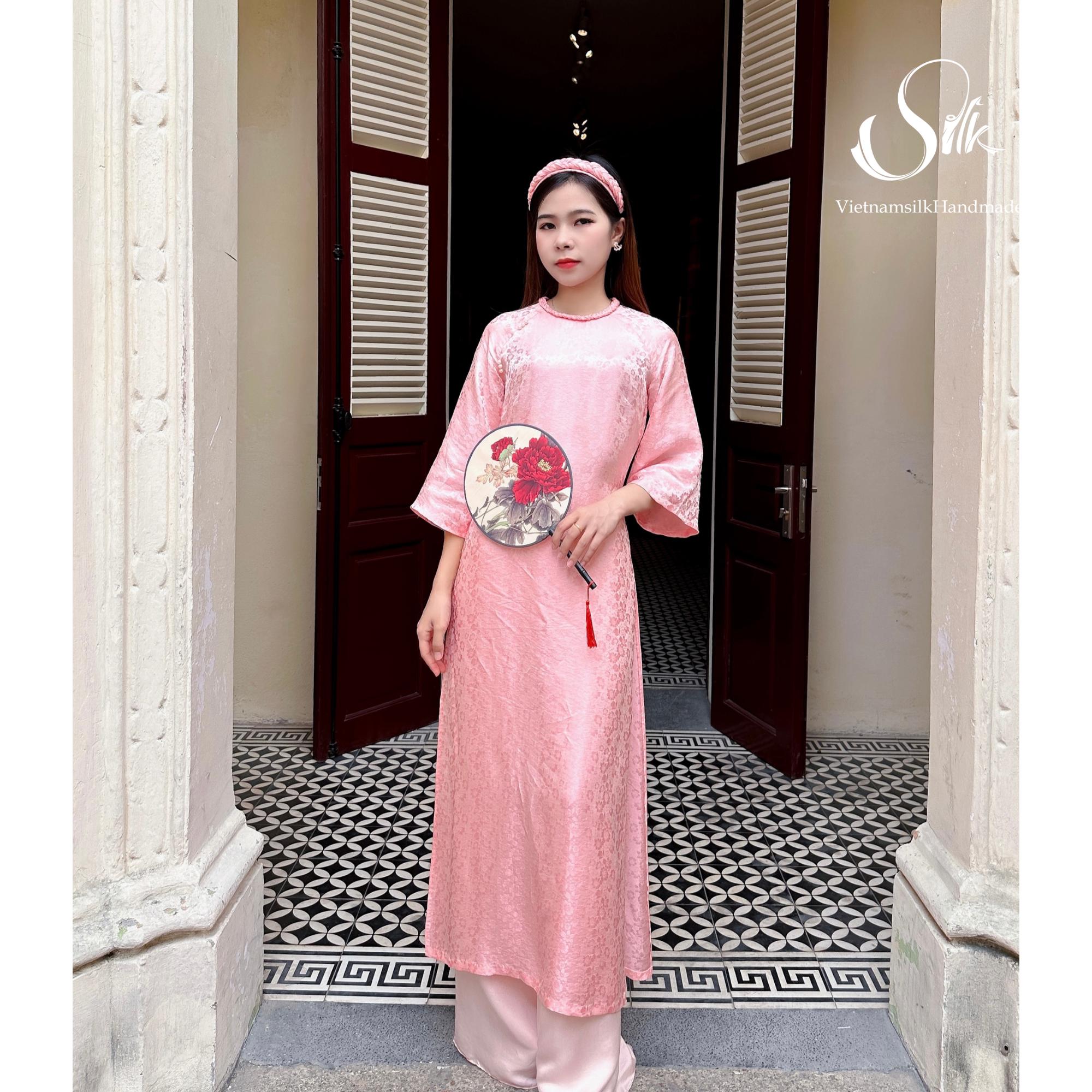Vietnamese Ao Dai - Modern Ao Dai - Pink Mulberry Silk Ao Dai - Vietnamese Traditional Costumes - Ao Dai women -Made to order- Áo dài suông