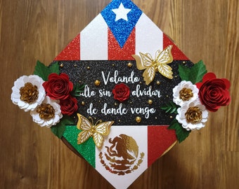 Puerto Rico Mexican Graduation Cap – RN BSN MSN Nursing Custom Grad Topper – Personalized Decorated Gift