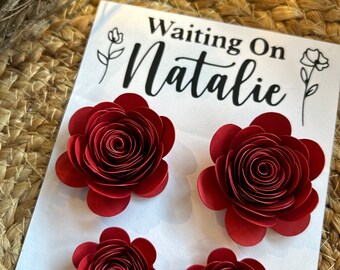 Red Rolled Roses Tiny Mini Paper Flower Embellishments Decorations Graduation Cap Toppers Birthday Quince Wedding Gifts Favors Treat Boxes