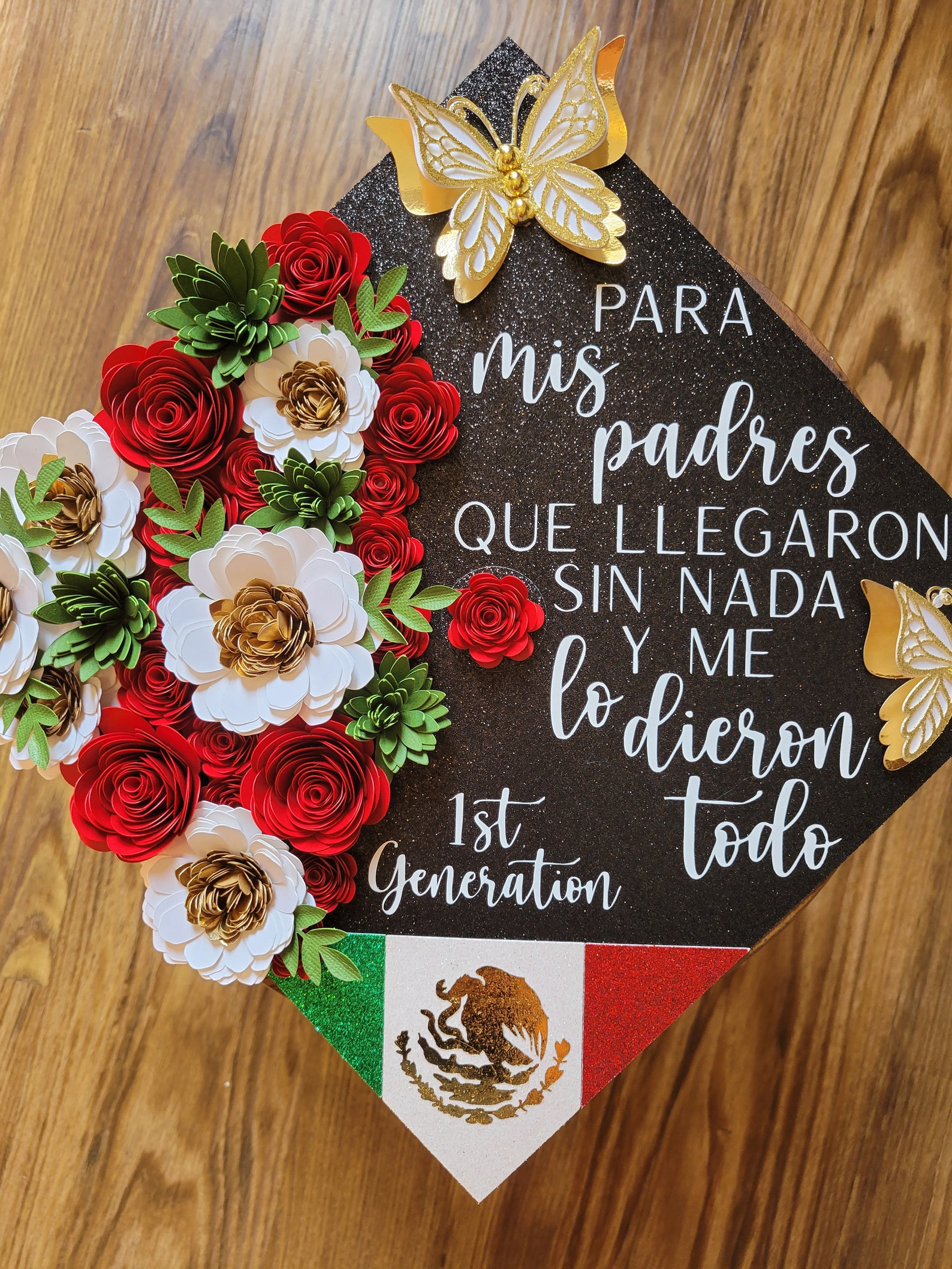 Custom Mexico Graduation Cap Topper Para Mis Padres Flag Etsy