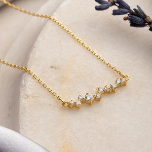 Minimalist Diamond Necklace, Wedding Necklace, Dainty Diamond Necklace, Necklaces for Women, Gold Necklace, Bridesmaid Gifts, Gift For Her