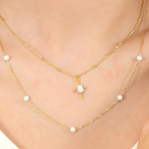 Dainty Opal Star Necklace, Celestial jewelry, Minimalist Necklace, Birthday Gift,Dainty Everyday Necklace,Gifts for Her,Valentines Day Gift