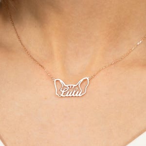 Dog Name Necklace, Design Dog Ears Necklace, Christmas Gift, Pet Jewelry, Pet Memorial Gift, Personalized Name Dog Ears,Animal Jewelry